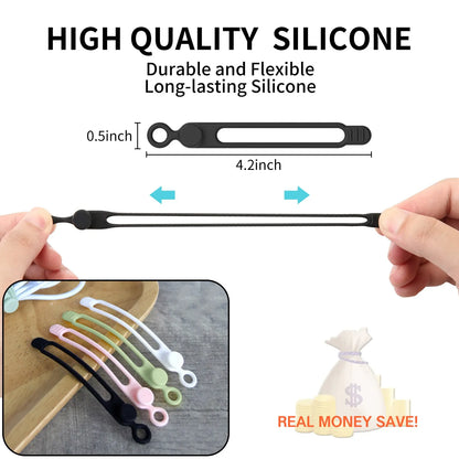 Reusable Silicone Cable Ties for Cord Management & Travel Organization
