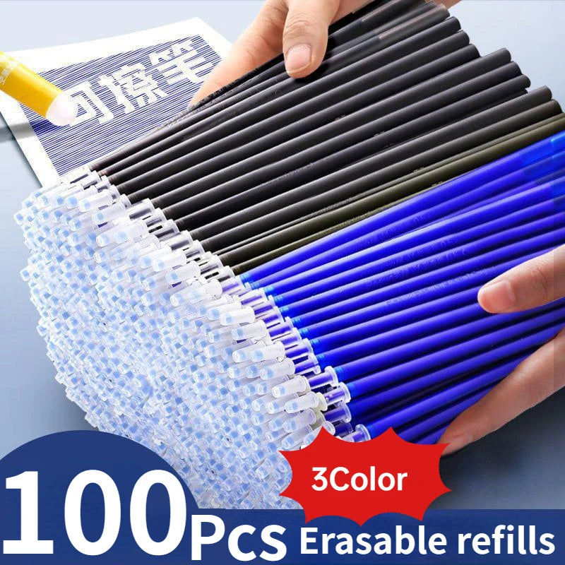 100-Pack 0.5mm Erasable Gel Ink Refills with Bonus Erasers