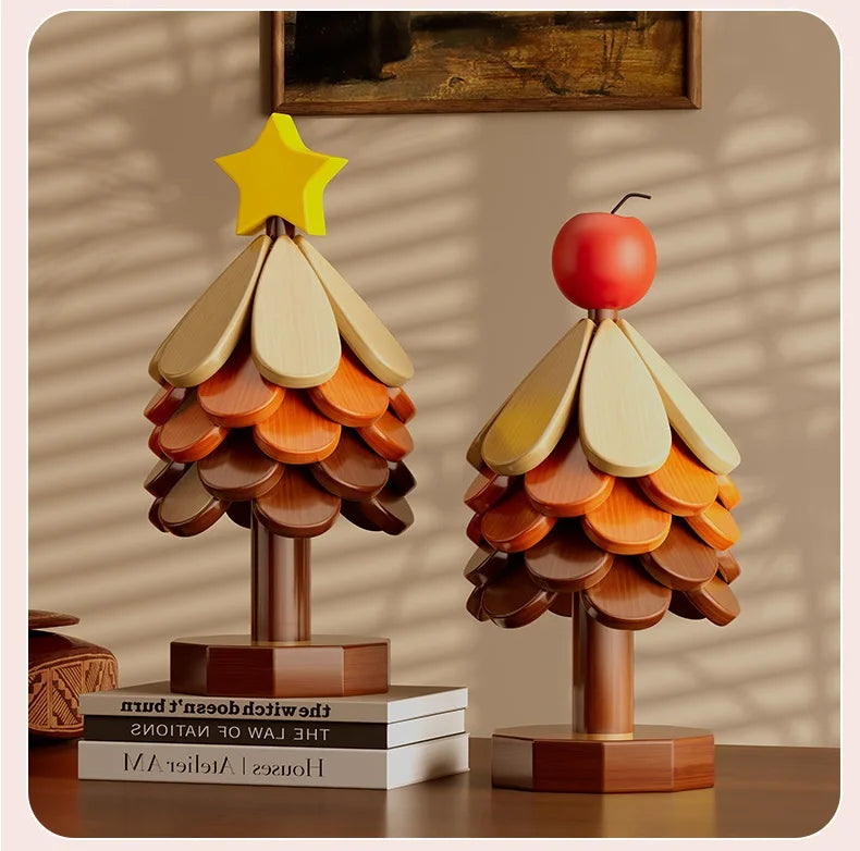 Wooden Christmas Tree Trivet Set
