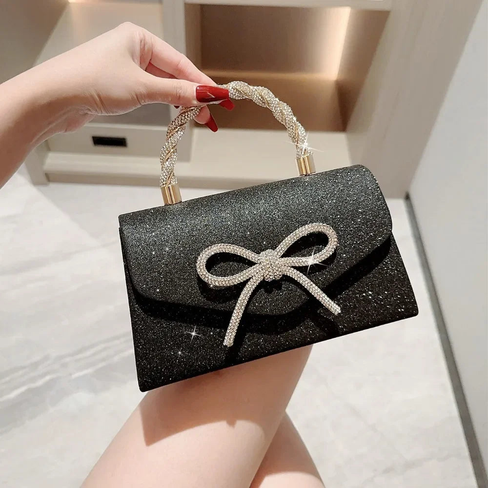 Rhinestone Bow Evening Clutch