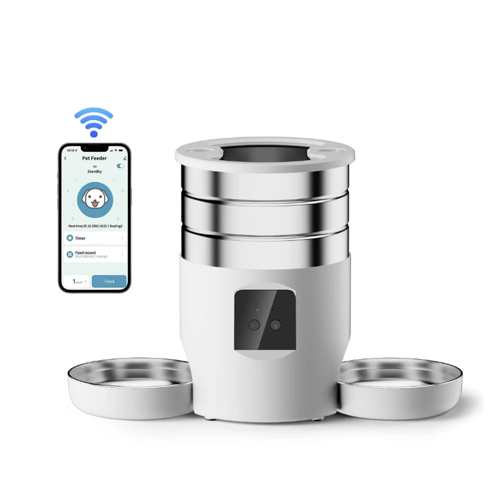 4.5L Smart Automatic Pet Feeder with Dual Stainless Steel Bowls