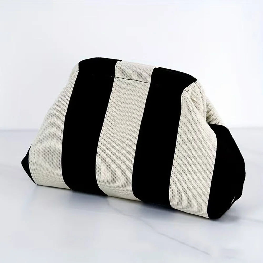 Striped Knit Cloud Clutch Bag