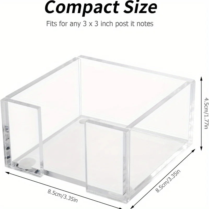 Acrylic Sticky Note Holder – 3×3 Clear Note Dispenser