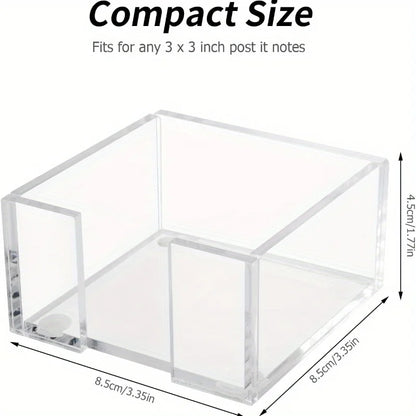Acrylic Sticky Note Holder – 3×3 Clear Note Dispenser