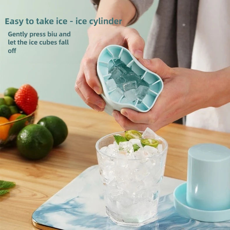 Portable Silicone Ice Cube Mold and Ice Storage Bucket with Lid