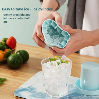 Portable Silicone Ice Cube Mold and Ice Storage Bucket with Lid