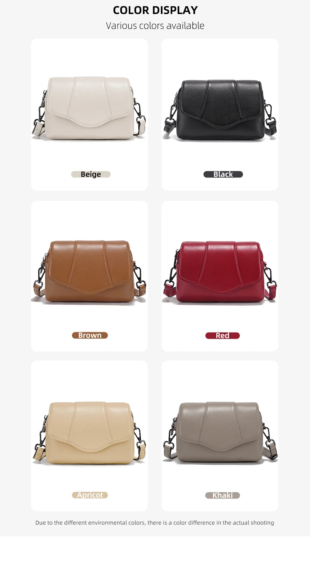 Genuine Leather Multi-Compartment Crossbody Bag