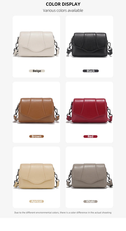 Genuine Leather Multi-Compartment Crossbody Bag