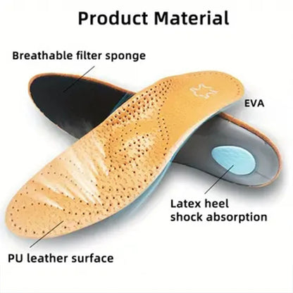 Leather Orthopedic Arch Support Insoles