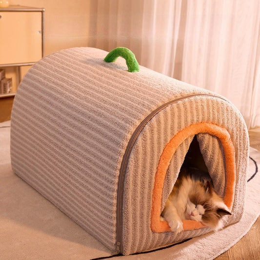 Insulated Enclosed Dog Cave Bed for Autumn & Winter
