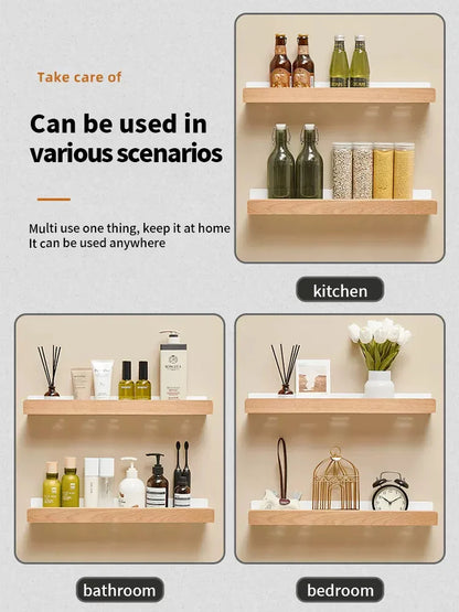 Wood & Aluminium Wall Storage Shelf