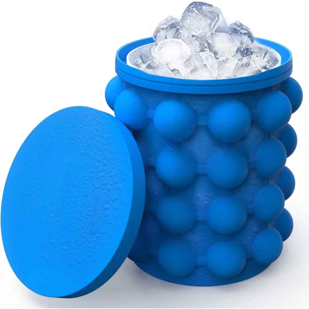 Portable Silicone Ice Cube Mold and Ice Storage Bucket with Lid