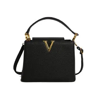 Buckled Leather Shoulder Handbag