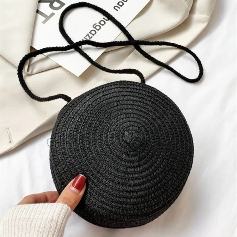 Round Straw Crossbody Bag