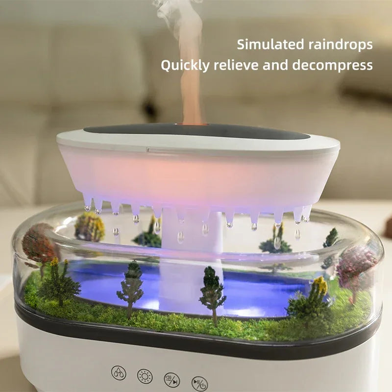 Raindrop Aroma Humidifier with White Noise & Colorful LED Light