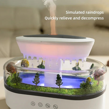 Raindrop Aroma Humidifier with White Noise & Colorful LED Light