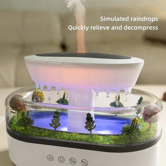 Raindrop Aroma Humidifier with White Noise & Colorful LED Light