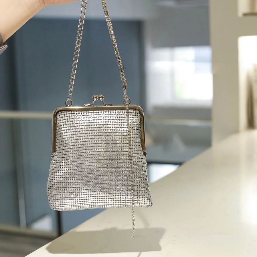 Metallic Sequin Kiss-Lock Bag