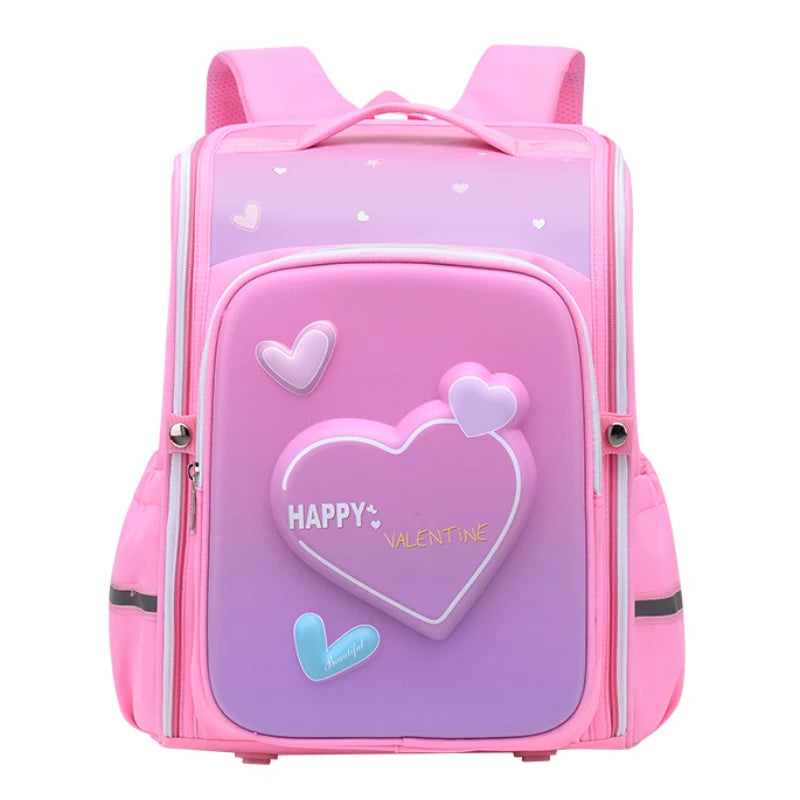 Girls Cartoon Heart School Backpack