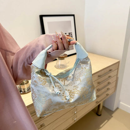 Chinese Embroidered Canvas Shoulder Handbag