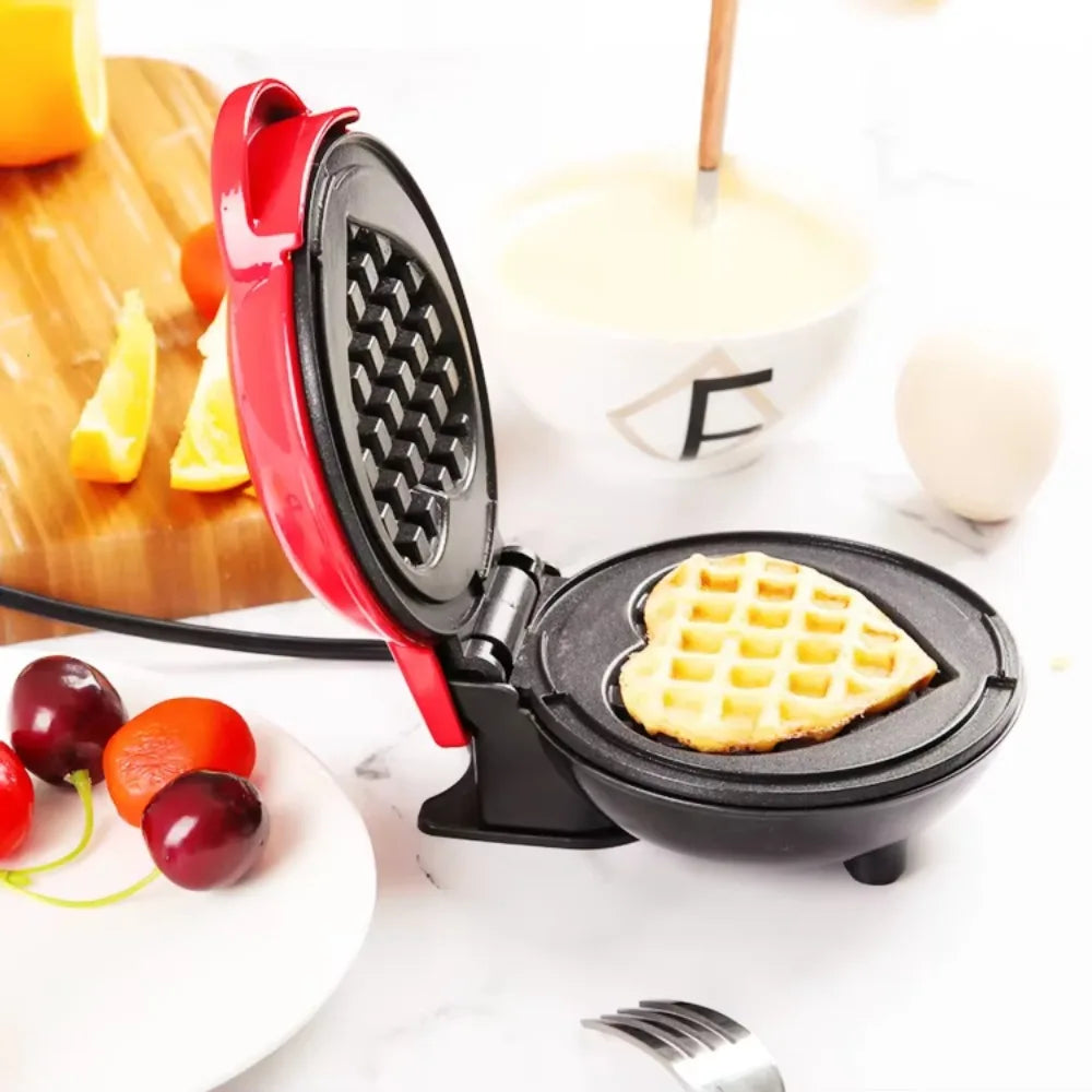 Compact Electric Heart-Shaped Waffle Maker