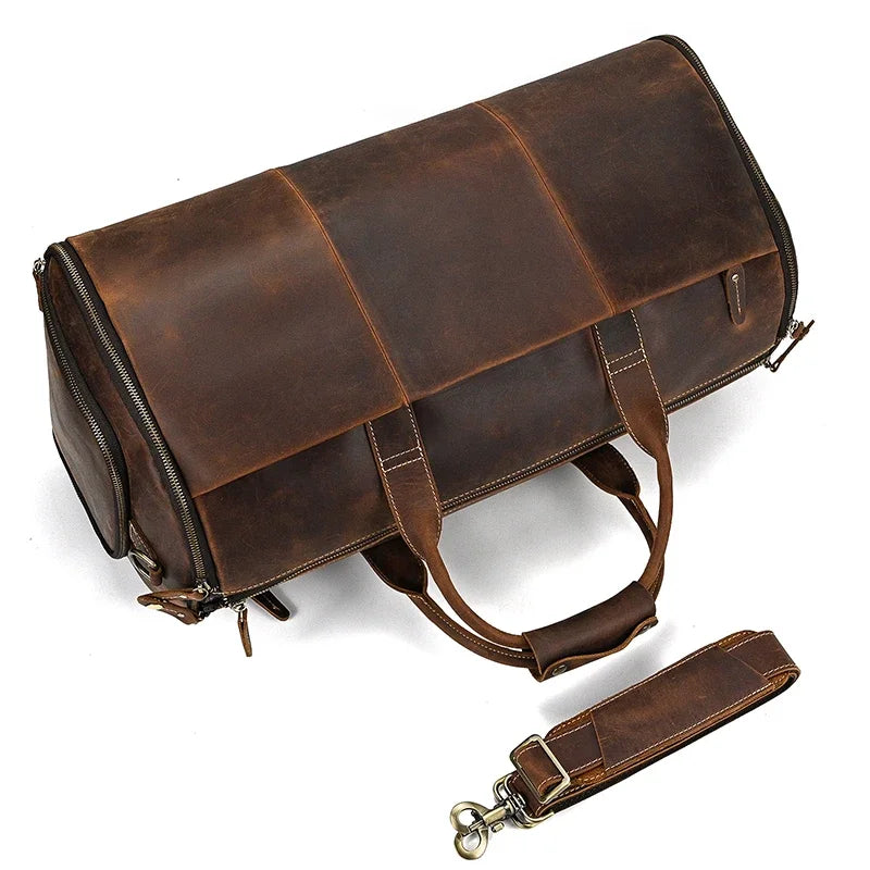 Crazy Horse Leather Travel Bag for Suits