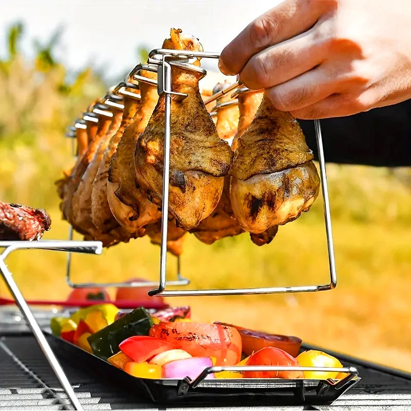 Stainless Steel Chicken Leg Rack with Drip Tray