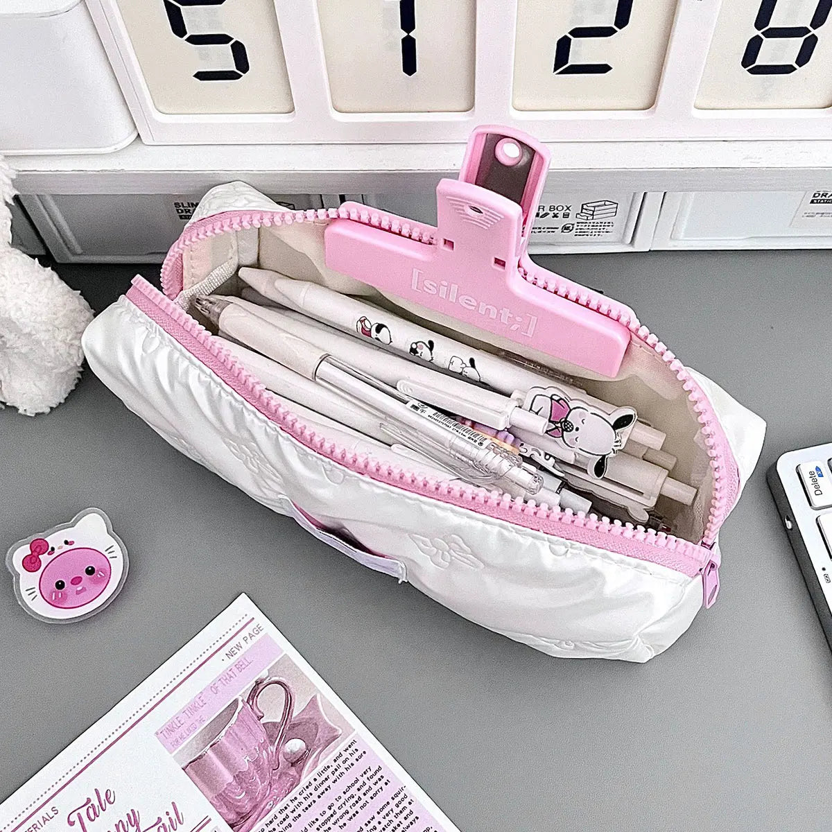 Pink Bow Pencil Case with Large Capacity Storage