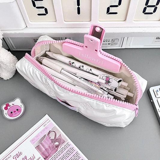 Pink Bow Pencil Case with Large Capacity Storage