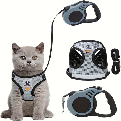 Vest-Style Cat & Dog Harness with Leash Set