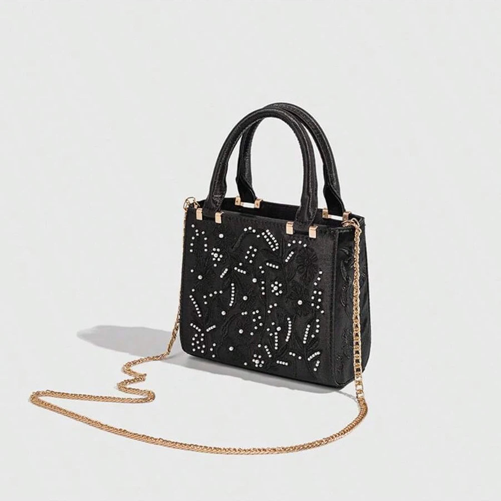 Pearl Beaded Mini Tote Bag