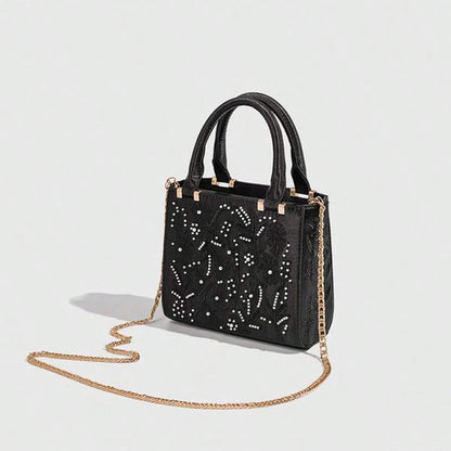 Pearl Beaded Mini Tote Bag