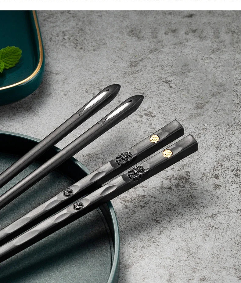 5 Pairs Stainless Steel Non-Slip Chopsticks Set