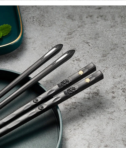 5 Pairs Stainless Steel Non-Slip Chopsticks Set