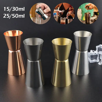 15/30ml or 25/50ml Stainless Steel Cocktail Shaker Measure Cup