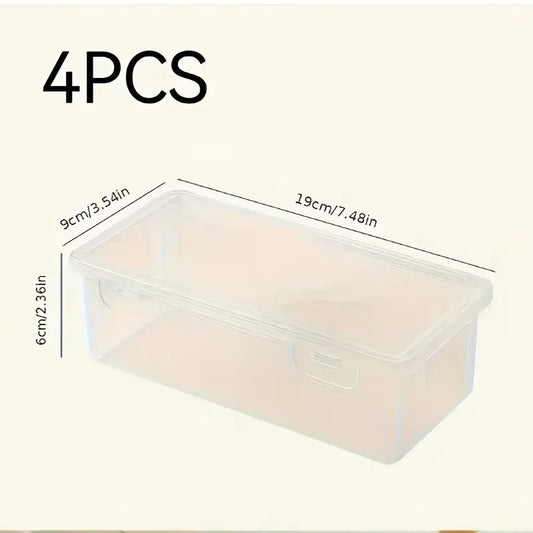 4PCS Large Transparent PP Storage Boxes with Lids