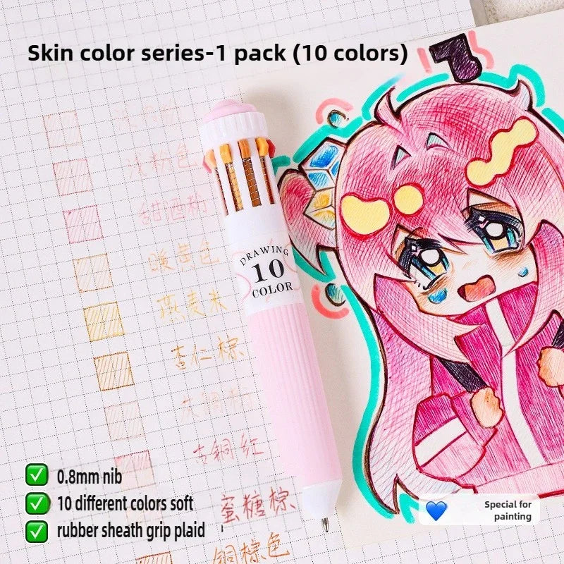 0.8mm Soft Grip Multi-Colour Ballpoint Pen for Drawing & Writing