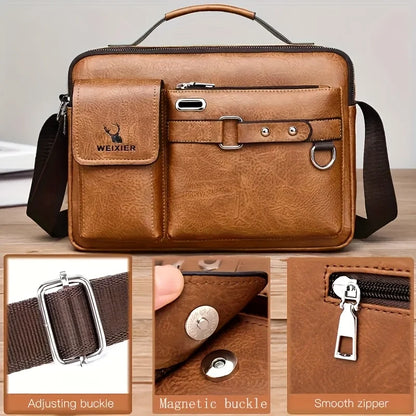 Business Casual PU Leather Messenger Bag