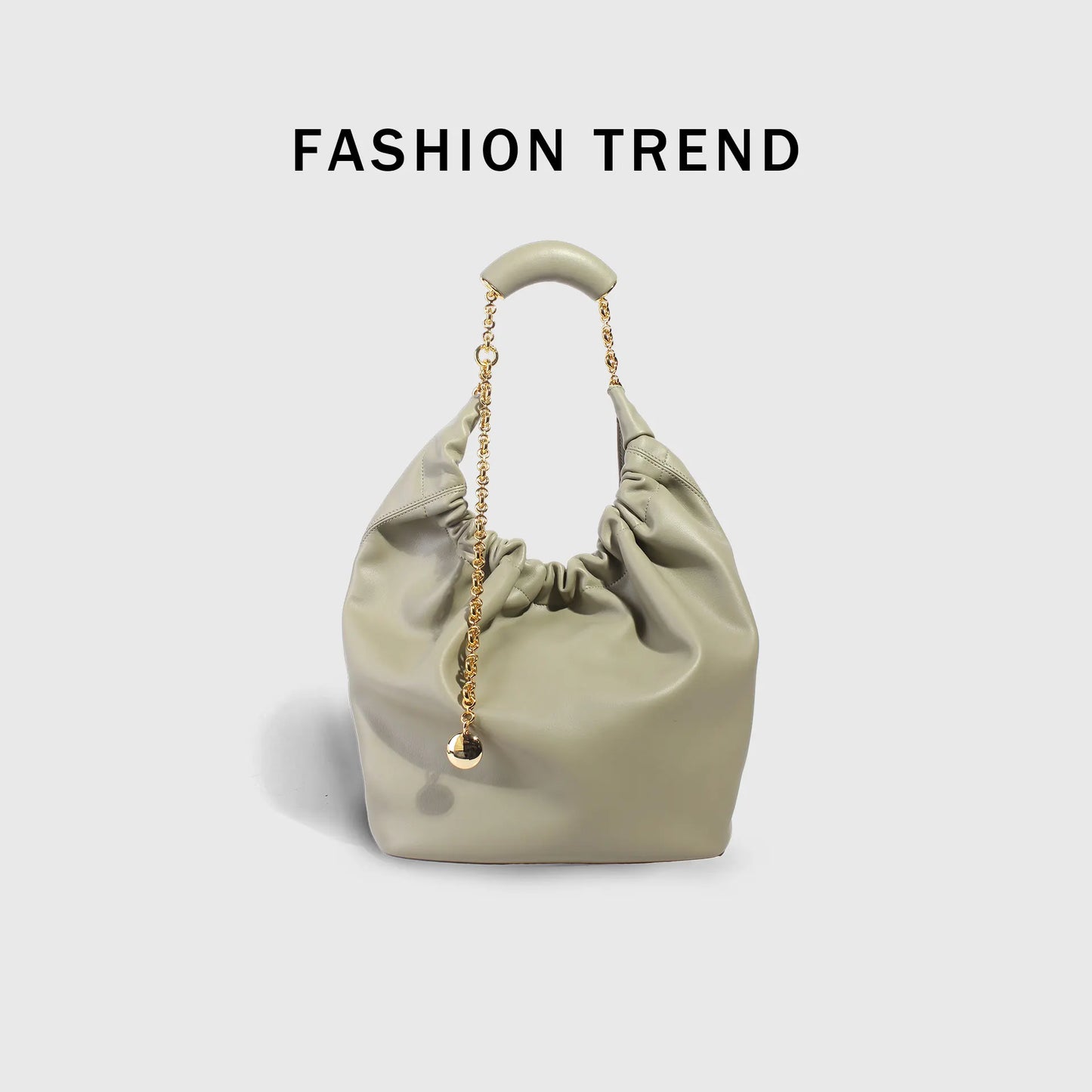Genuine Leather Cloud Bucket Shoulder Bag