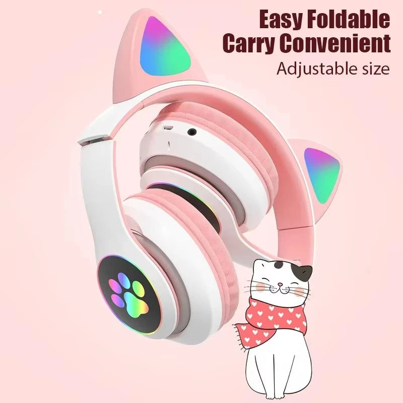 Cat Ear Wireless Bluetooth Headphones with RGB Lights