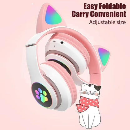Cat Ear Wireless Bluetooth Headphones with RGB Lights