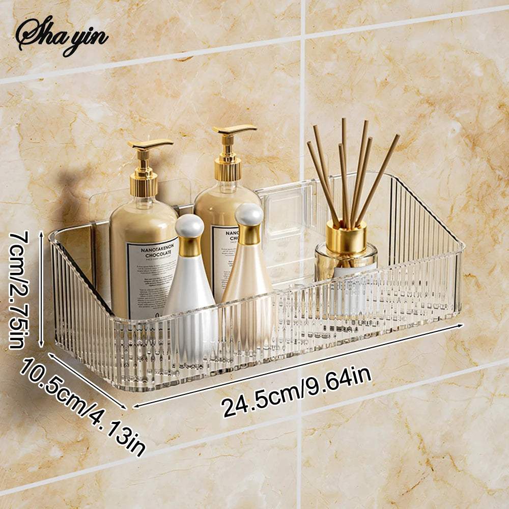 Wall-Mounted Bathroom Storage Basket & Organizer Rack
