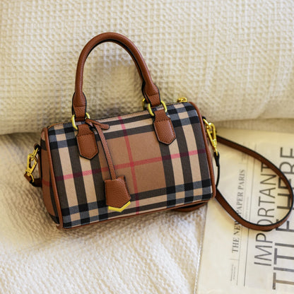 Classic Plaid PU Leather Crossbody Tote Bag