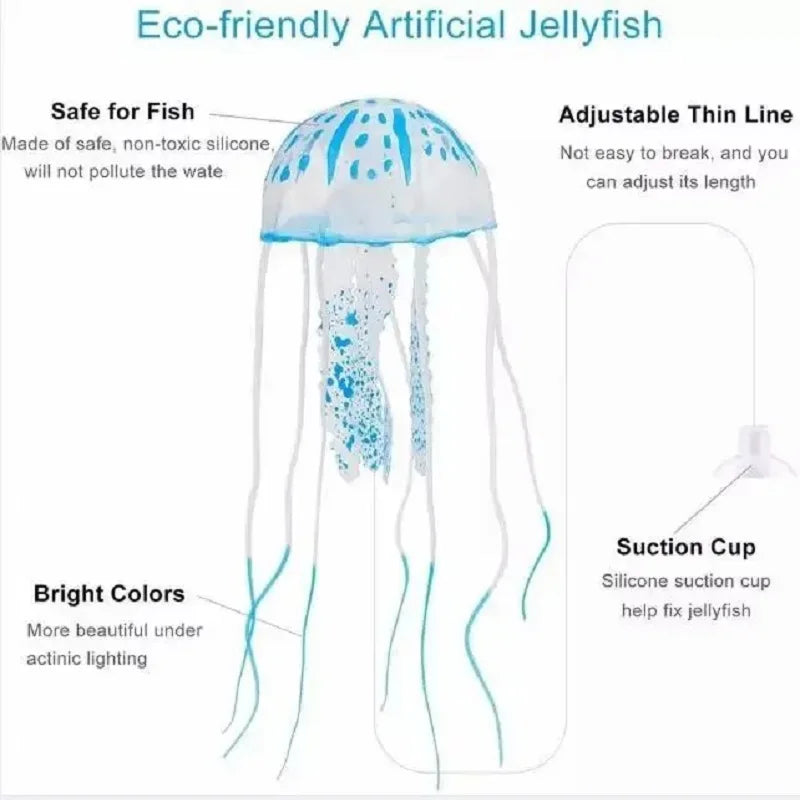 Artificial Swim Glowing Fluorescent Jellyfish Aquarium Decoration