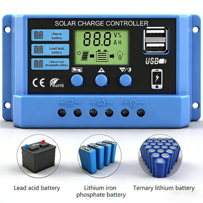 LCD Solar Charge Controller with Dual USB Output