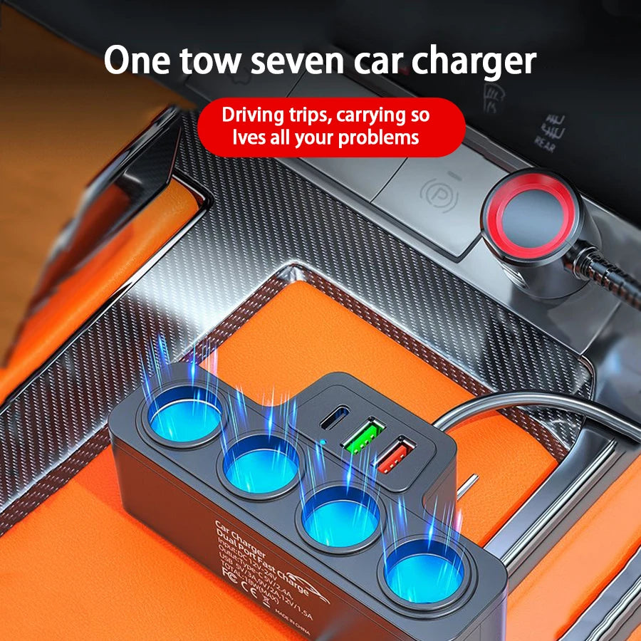 120W 4-Port Car Charging Adapter