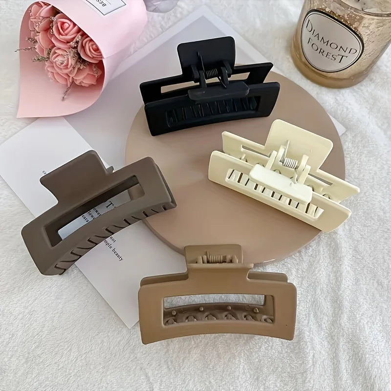 Solid Color Square Hair Claw Clips Set
