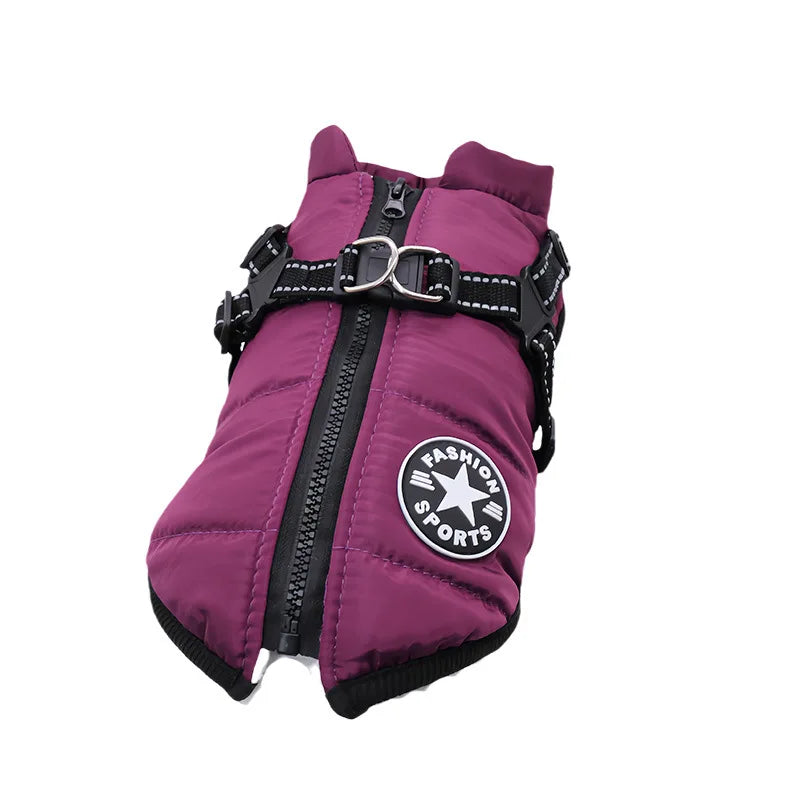 Waterproof Dog Jacket with Integrated Harness