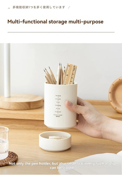 Minimalist Double-Layer Desk Organizer Pen Holder for Office & Makeup Brushes