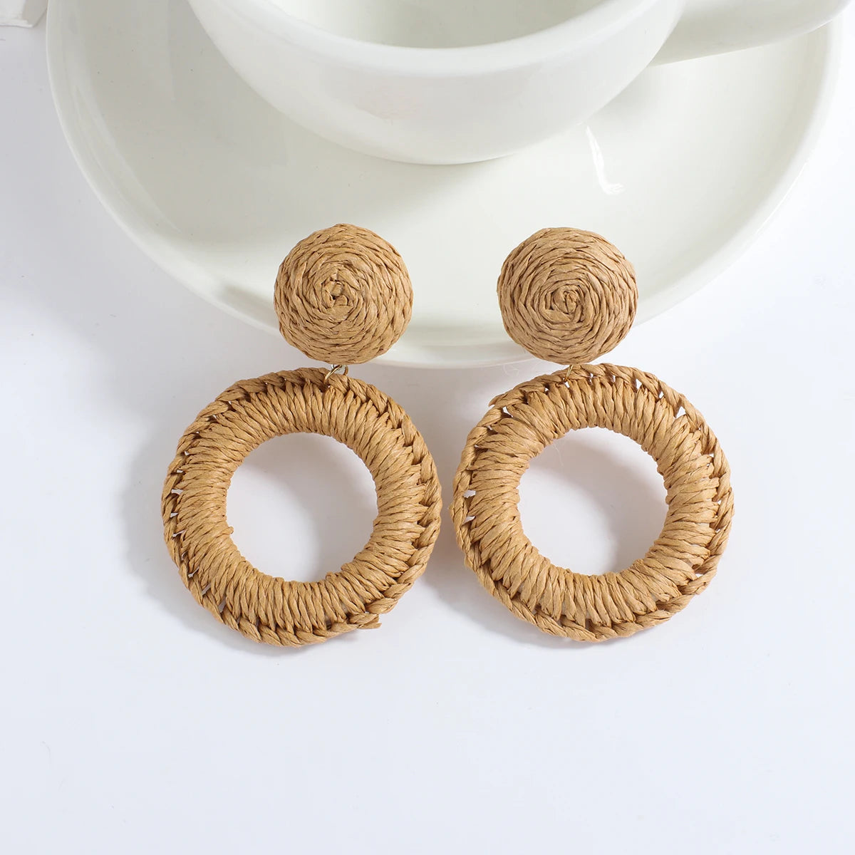 AENSOA Boho Handmade Geometric Wooden Drop Earrings